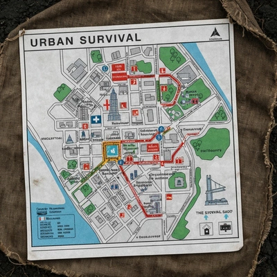 High-quality image of an urban survival map in use