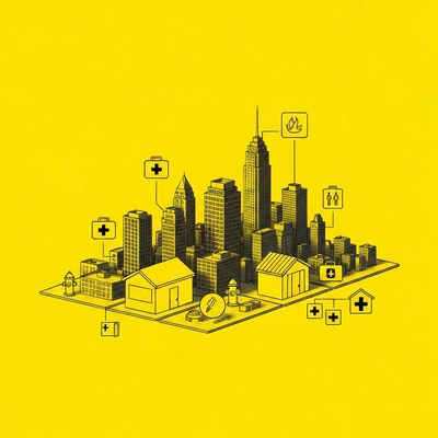 Urban emergency preparedness guide illustration